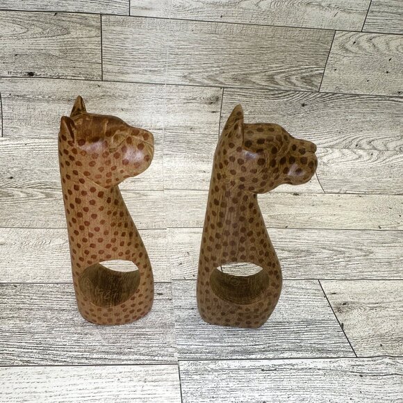 Hand Carved Wooden African Safari Animal Napkin‎ Rings Holder Set of 8 - Picture 7 of 11